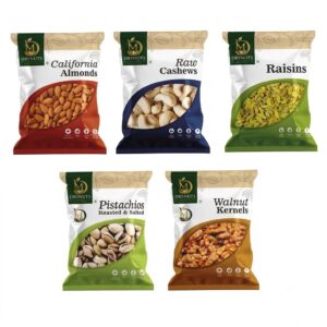 Wonderland Foods 500g (100g X 5) Dry Fruits Combo of Pistachios, Almond, Cashew, Golden Raisins & Walnut Kernel 100g Each