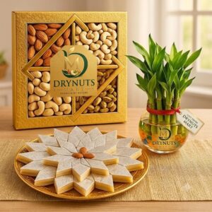 Dry Fruit & Kaju Katli Hamper with Bamboo Pack