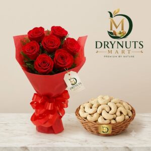 10 Red Roses & Half Kg Cashew Gift Basket