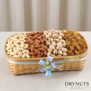 Assorted Dry Fruits Basket 1 Kg with Decorative Cane Basket