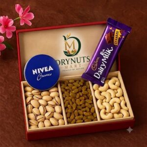 Dry Fruits Gift Box with Dairy Milk Chocolates & NIVEA Creme